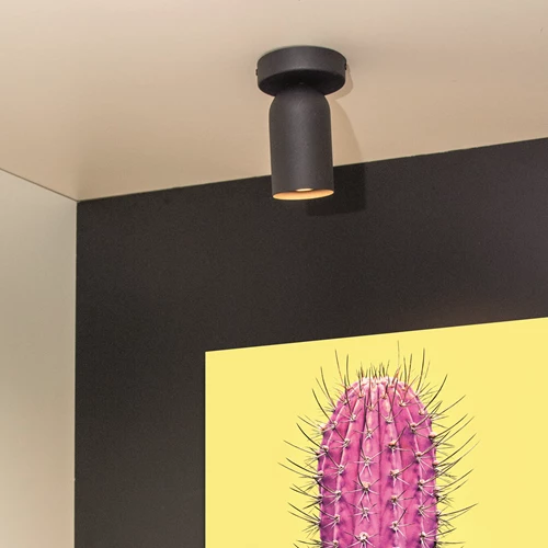 Lucide PUNCH - Ceiling spotlight - 1xGU10 - Black - atmosphere 1
